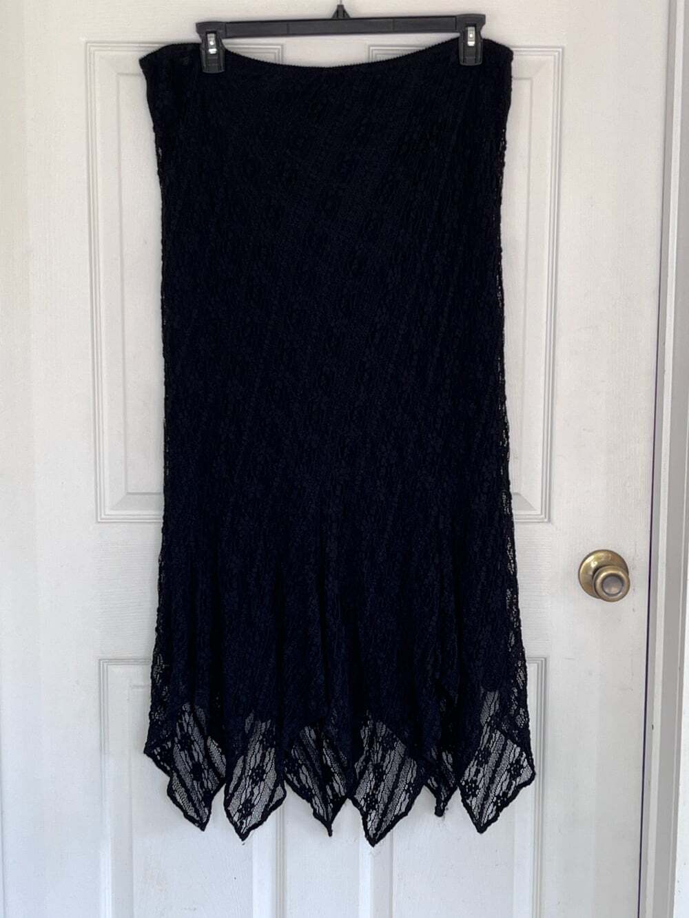 Whimsigoth Maxi Skirt Lace Silk Lining Asymmetric Hem size 12 / L Dark Fairy